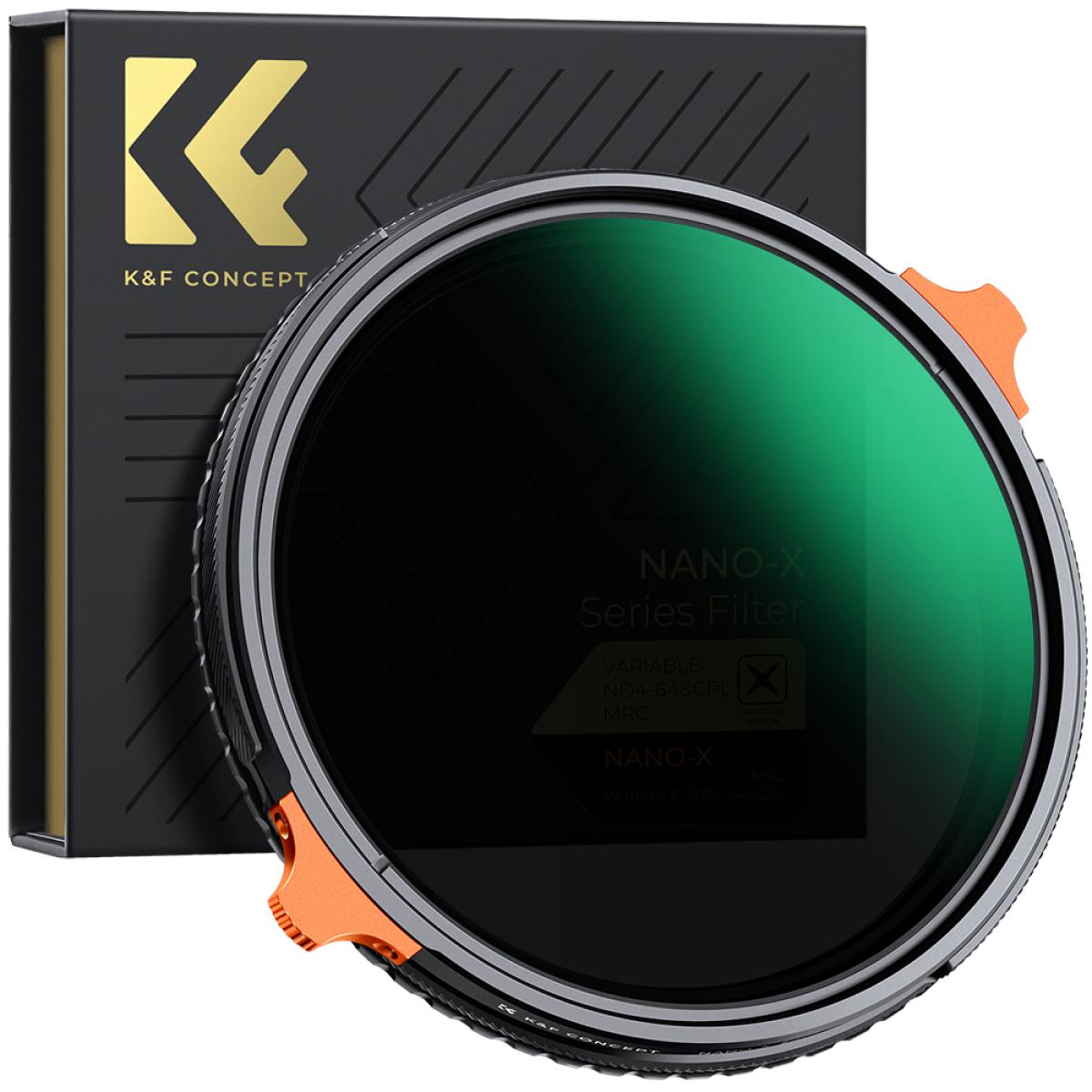 فیلتر ان دی متغیر و پلاریزه کی اند اف K&F Concept 77mm Nano-X Series Variable ND 2 to 6-Stop & CPL Filter
